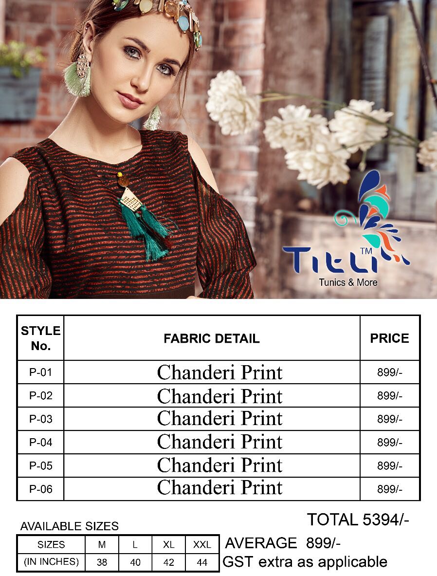 Chanderi By Title 1 To 5 Series Designer Stylish Fancy Colorful Casual Wear & Ethnic Wear & Ready To Wear Chanderi Printed Kurtis At Wholesale Price