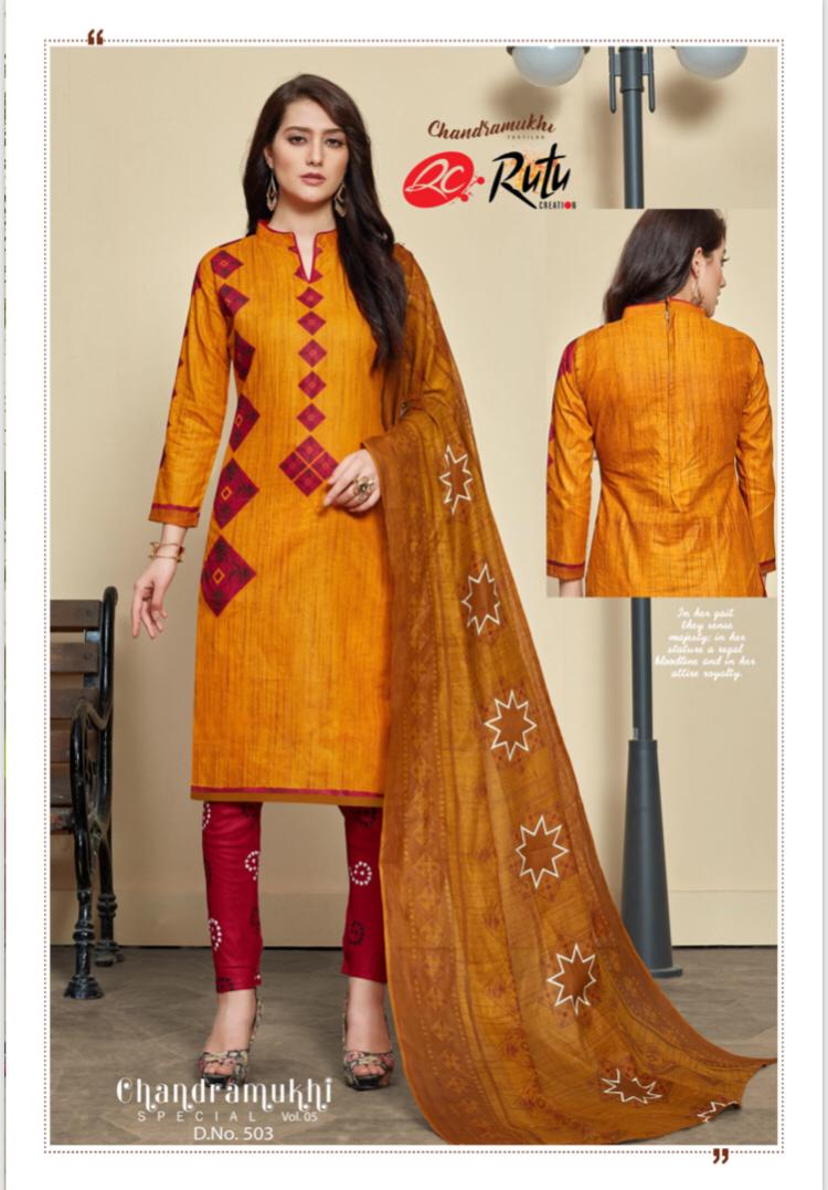 Chandramukhi Vol-5 By Rutu 501 To 512 Series Beautiful Suits Stylish Fancy Colorful Casual Wear & Ethnic Wear & Ready To Wear Cotton Printed Dresses At Wholesale Price