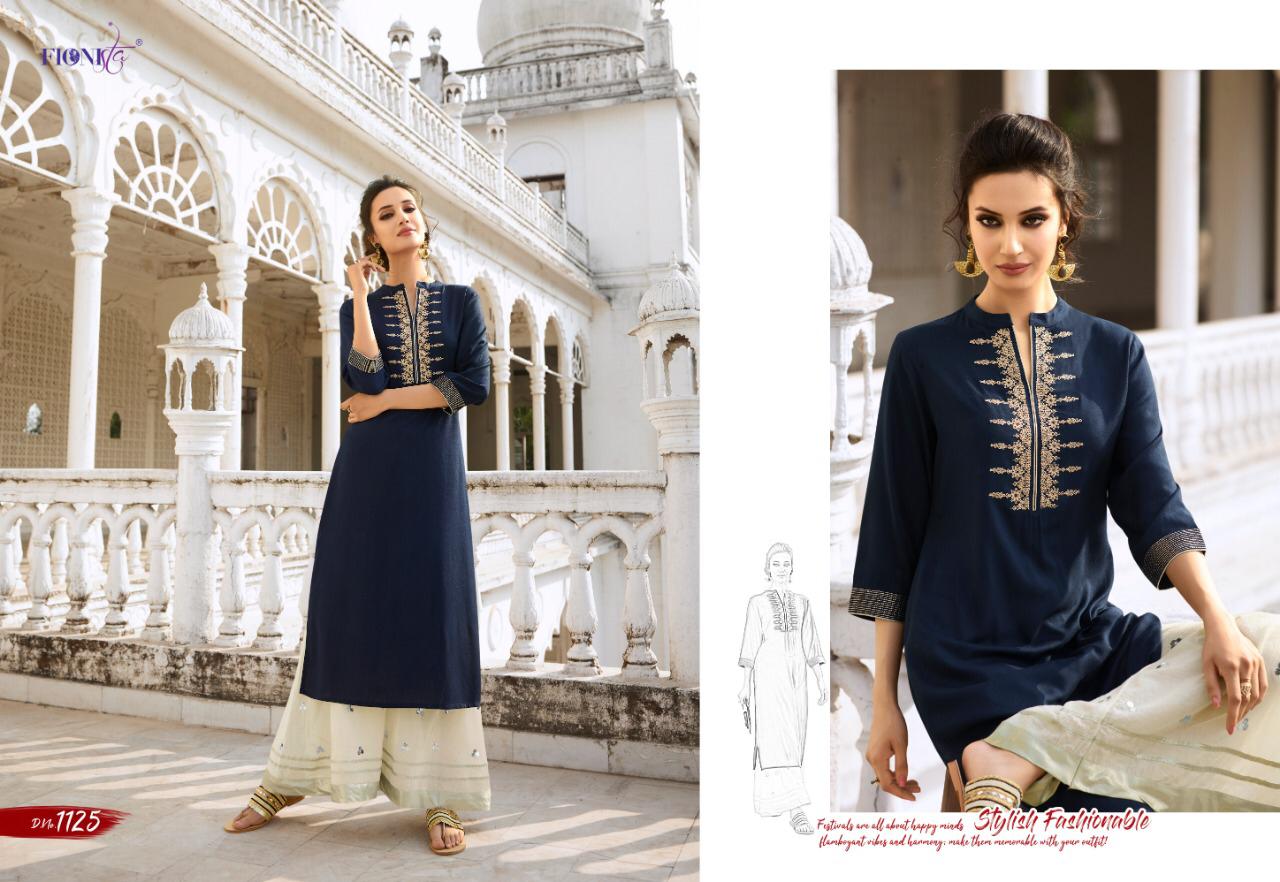 Charmie By Fionista 1121 To 1127 Series Beautiful Stylish Fancy Colorful Designer Party Wear & Ethnic Wear & Ready To Wear Rayon Embroidered Kurtis With Bottoms At Wholesale Price