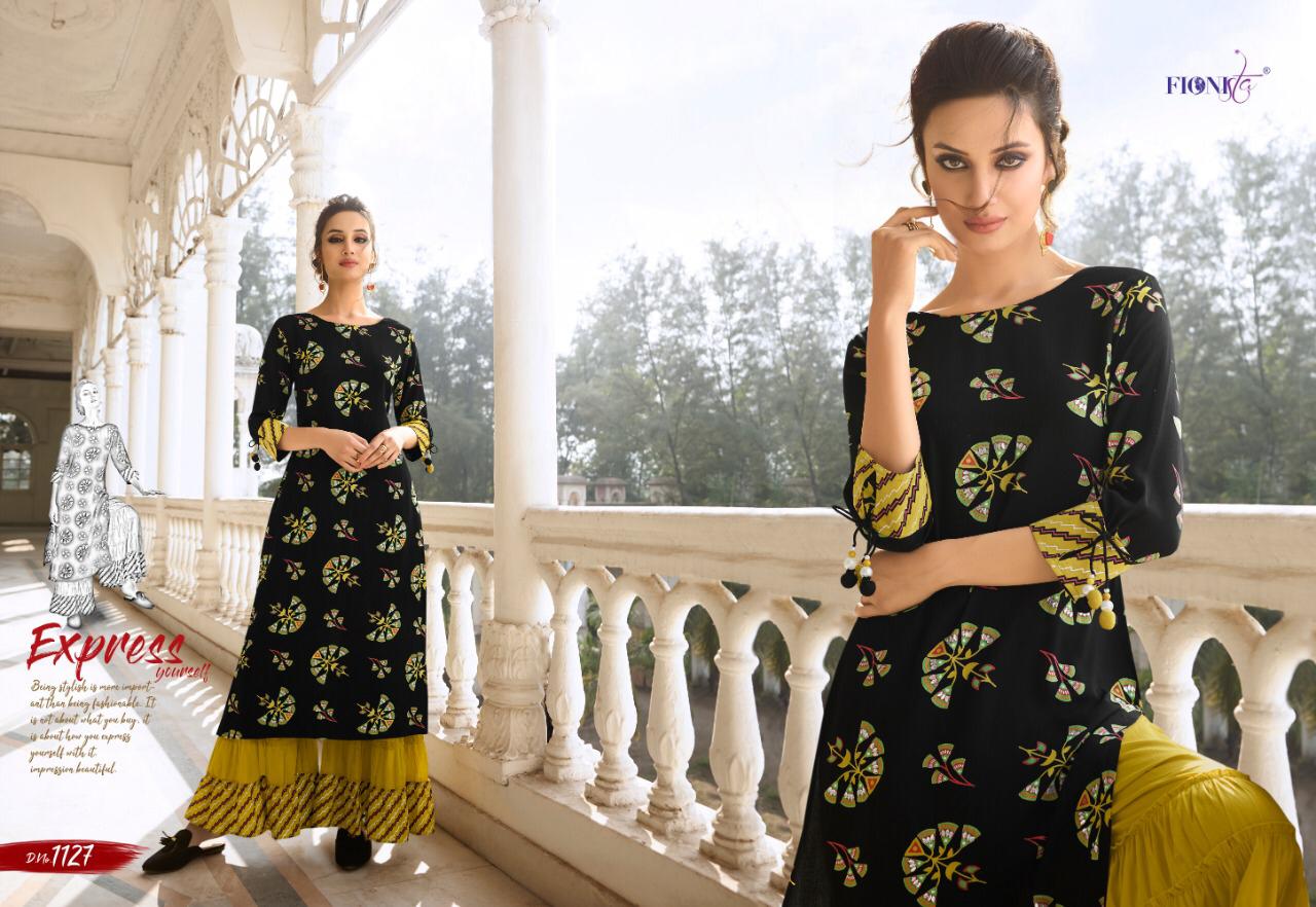 Charmie By Fionista 1121 To 1127 Series Beautiful Stylish Fancy Colorful Designer Party Wear & Ethnic Wear & Ready To Wear Rayon Embroidered Kurtis With Bottoms At Wholesale Price