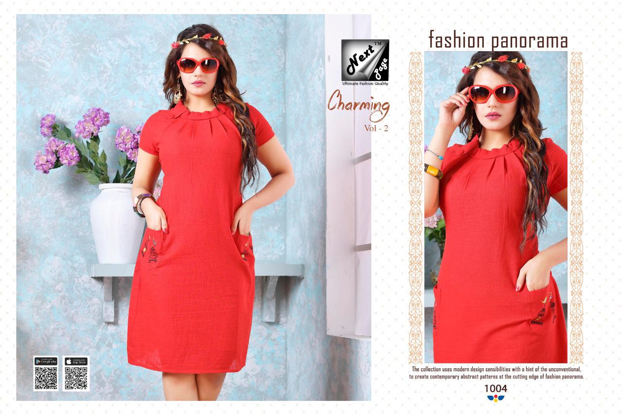 Charming Vol-2 By Next Page 1001 To 1010 Series Beautiful Colorful Stylish Fancy Casual Wear & Ethnic Wear & Ready To Wear Heavy Cotton Printed Kurtis At Wholesale Price