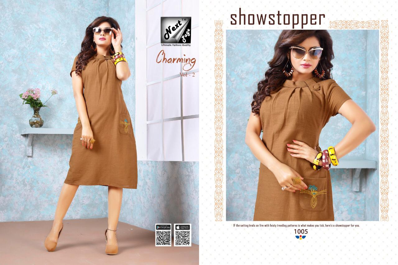 Charming Vol-2 By Next Page 1001 To 1010 Series Beautiful Colorful Stylish Fancy Casual Wear & Ethnic Wear & Ready To Wear Heavy Cotton Printed Kurtis At Wholesale Price