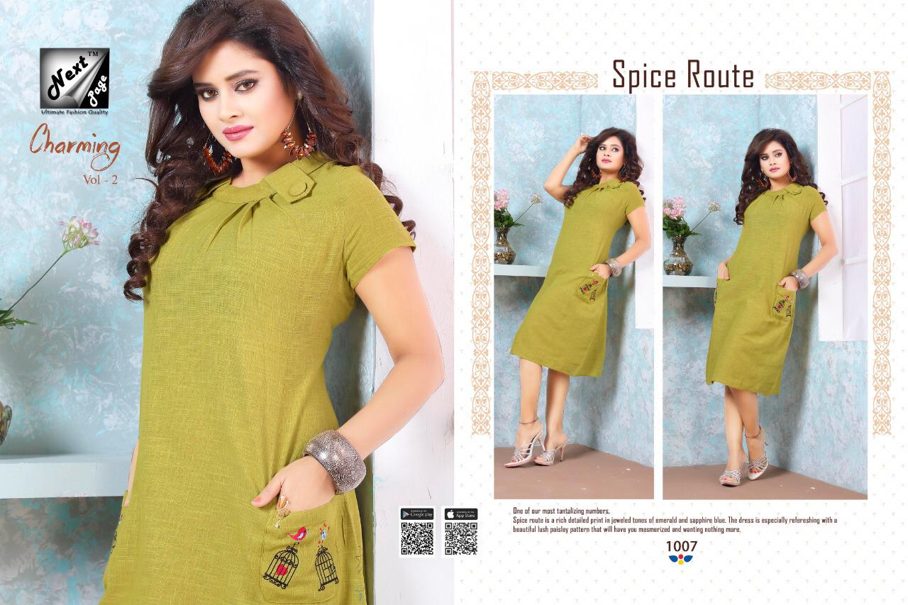 Charming Vol-2 By Next Page 1001 To 1010 Series Beautiful Colorful Stylish Fancy Casual Wear & Ethnic Wear & Ready To Wear Heavy Cotton Printed Kurtis At Wholesale Price