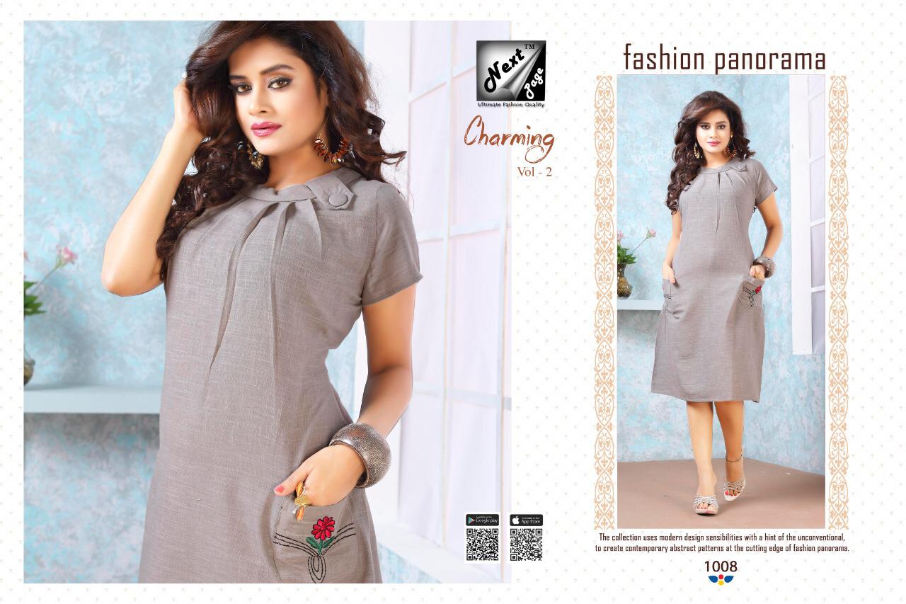 Charming Vol-2 By Next Page 1001 To 1010 Series Beautiful Colorful Stylish Fancy Casual Wear & Ethnic Wear & Ready To Wear Heavy Cotton Printed Kurtis At Wholesale Price