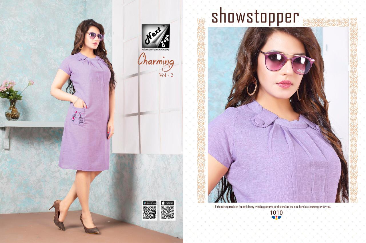 Charming Vol-2 By Next Page 1001 To 1010 Series Beautiful Colorful Stylish Fancy Casual Wear & Ethnic Wear & Ready To Wear Heavy Cotton Printed Kurtis At Wholesale Price