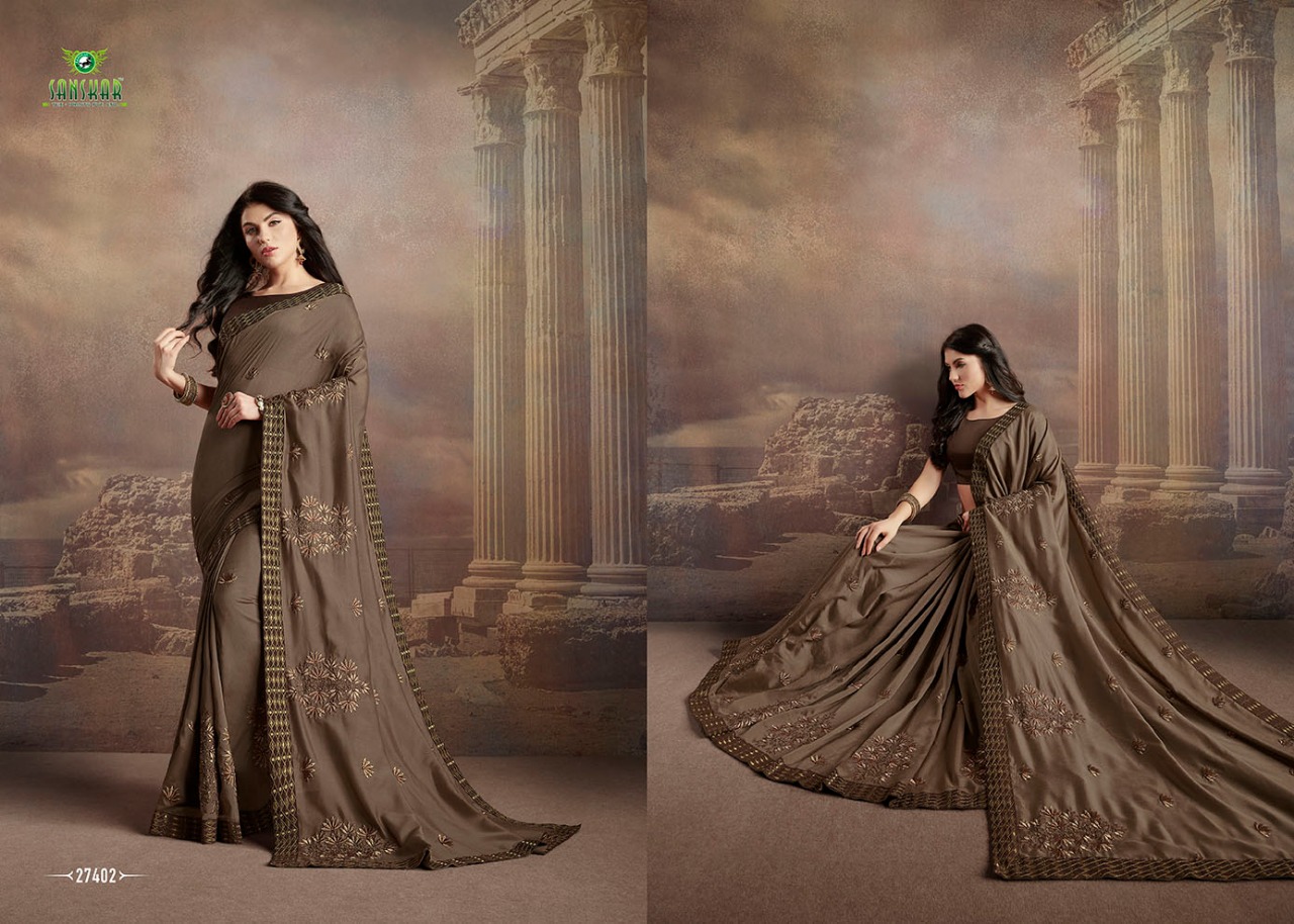 Check Mate By Sanskar Tex Print 27401 To 27412 Series Indian Traditional Wear Collection Beautiful Stylish Fancy Colorful Party Wear & Occasional Wear Satin Chiffon Sarees At Wholesale Price