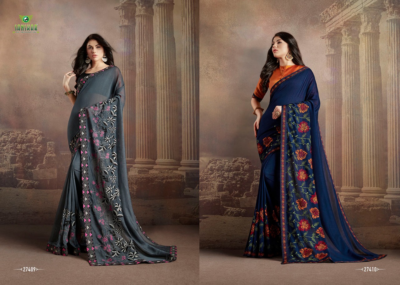 Check Mate By Sanskar Tex Print 27401 To 27412 Series Indian Traditional Wear Collection Beautiful Stylish Fancy Colorful Party Wear & Occasional Wear Satin Chiffon Sarees At Wholesale Price