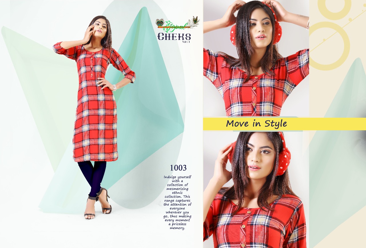 Cheks Vol-1 By Gopal 1001 To 1008 Series Beautiful Stylish Fancy Colorful Casual Wear & Ready To Wear & Ethnic Wear Rayon Printed Kurtis At Wholesale Price