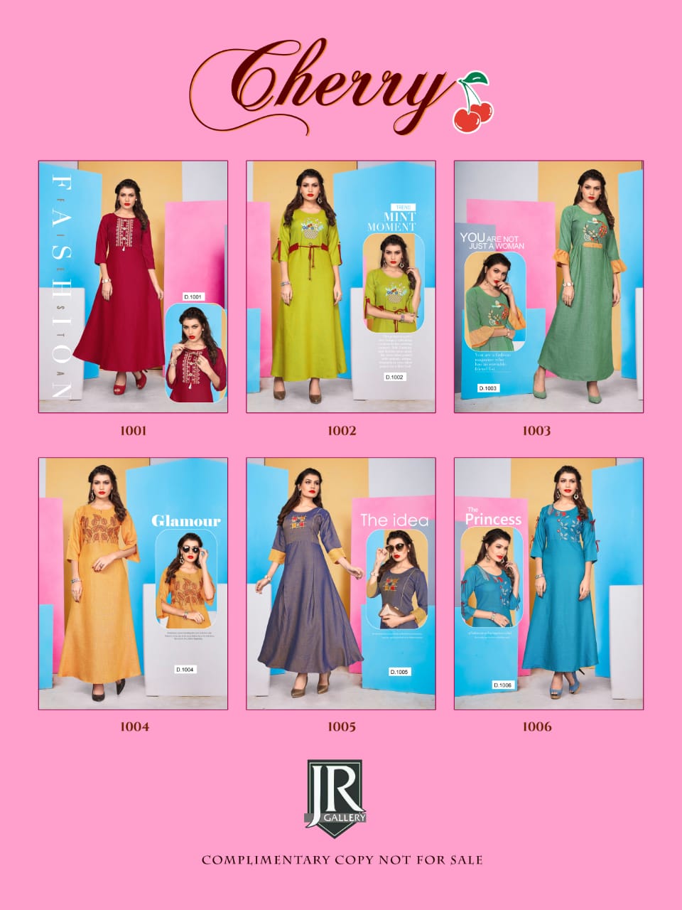 Cherry By Jr Gallery 1001 To 1006 Series Beautiful Stylish Colorful Fancy Party Wear & Ethnic Wear & Ready To Wear Rayon Slub Two Tone Embroidered Kurtis At Wholesale Price