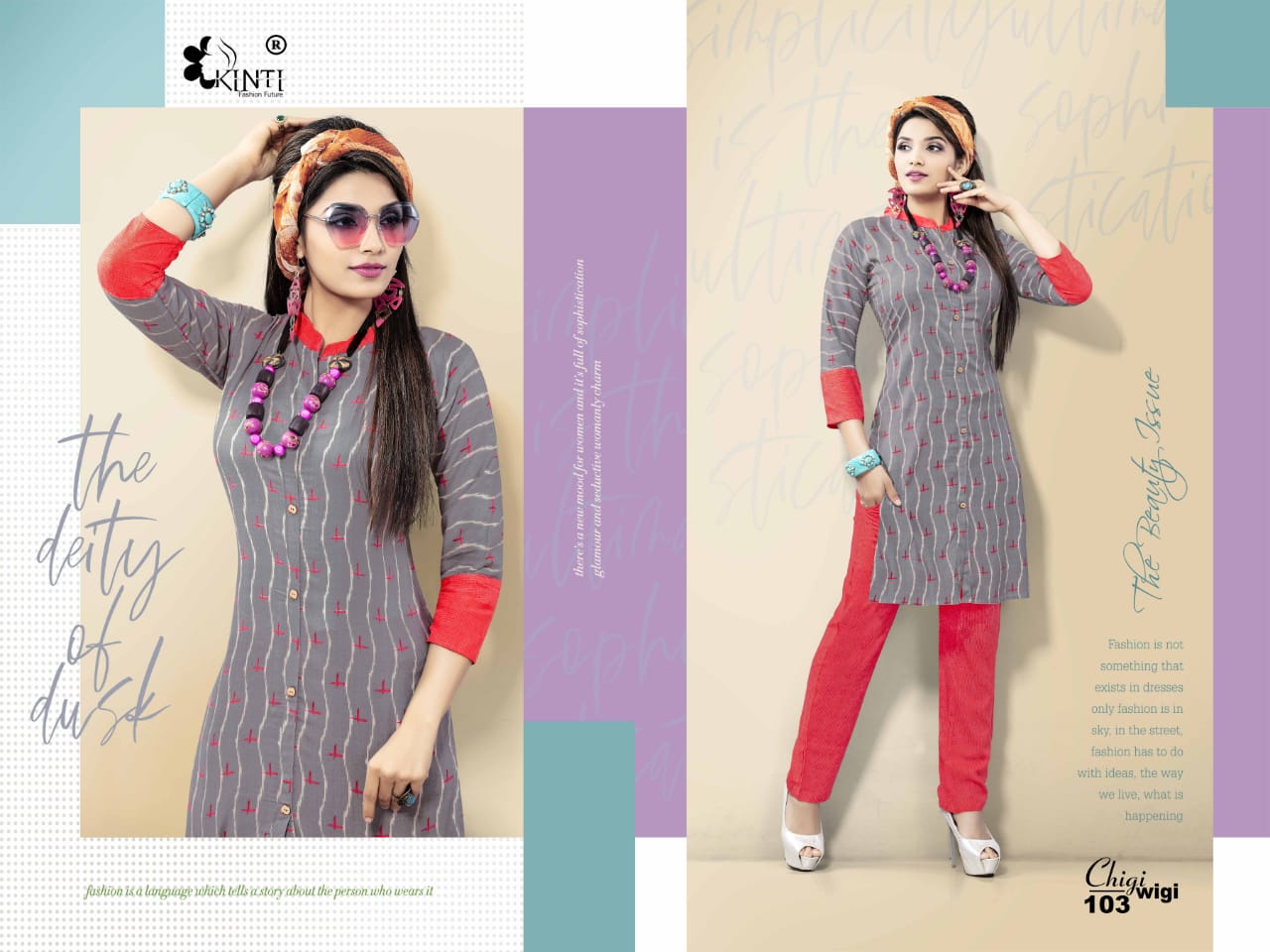 Chigi Wigi By Kinti 101 To 112 Series Beautiful Beautiful Stylish Fancy Colorful Casual Wear & Ethnic Wear Ready To Wear Rayon Print Kurtis With Bottom At Wholesale Price