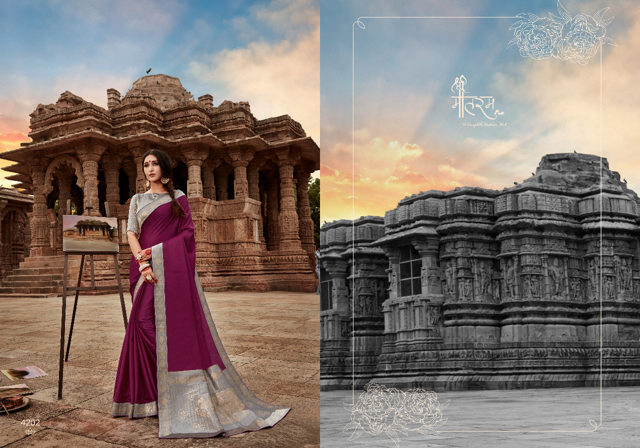 Chitrakala By Shree Mataram 4201 To 4209 Series Indian Traditional Wear Collection Beautiful Stylish Fancy Colorful Party Wear & Occasional Wear Satin Work Sarees At Wholesale Price