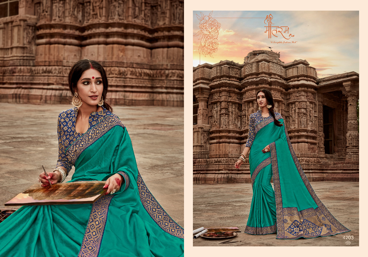 Chitrakala By Shree Mataram 4201 To 4209 Series Indian Traditional Wear Collection Beautiful Stylish Fancy Colorful Party Wear & Occasional Wear Satin Work Sarees At Wholesale Price