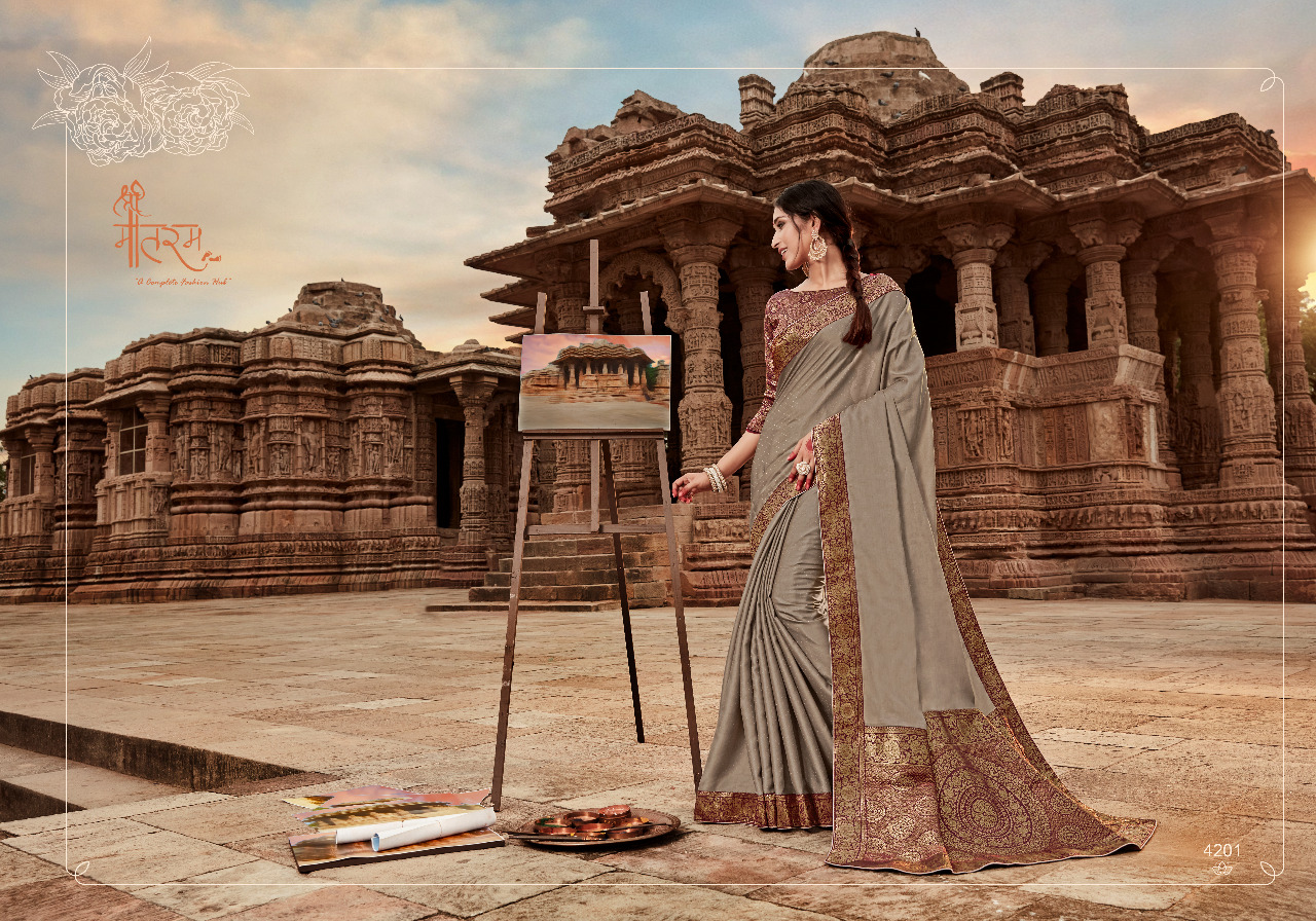 Chitrakala By Shree Mataram 4201 To 4209 Series Indian Traditional Wear Collection Beautiful Stylish Fancy Colorful Party Wear & Occasional Wear Satin Work Sarees At Wholesale Price