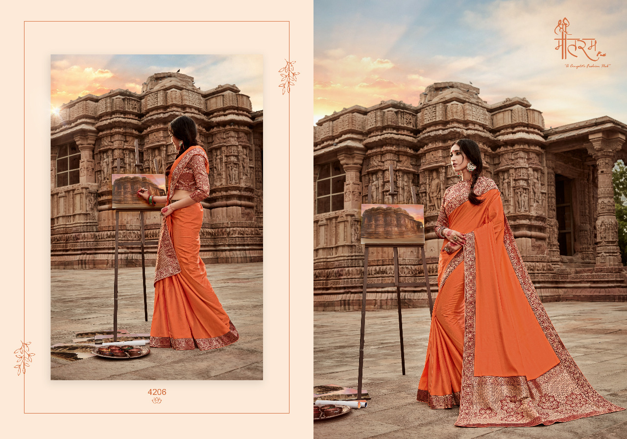 Chitrakala By Shree Mataram 4201 To 4209 Series Indian Traditional Wear Collection Beautiful Stylish Fancy Colorful Party Wear & Occasional Wear Satin Work Sarees At Wholesale Price