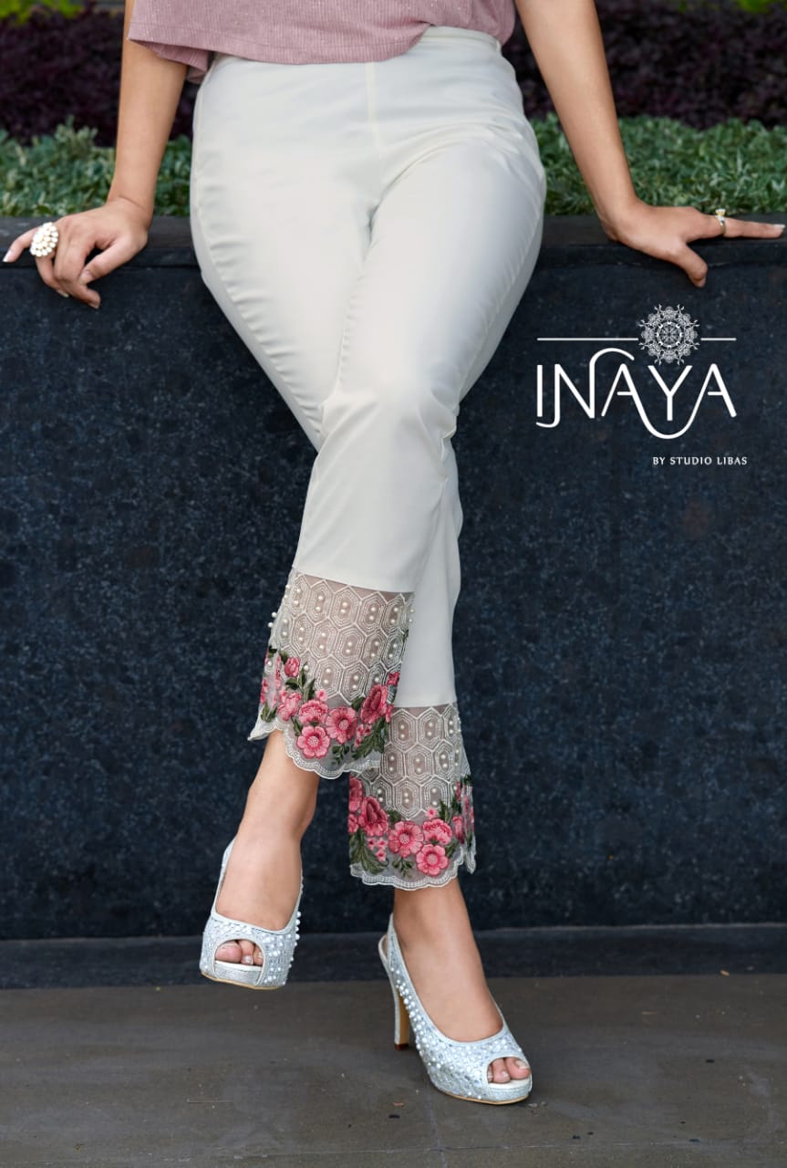 Cigarette Pants Vol-8 By Inaya 801 To 803 Series Indian Traditional Wear Collection Beautiful Stylish Fancy Colorful Party Wear & Occasional Wear Cotton With Stretch Comfortably At Wholesale Price