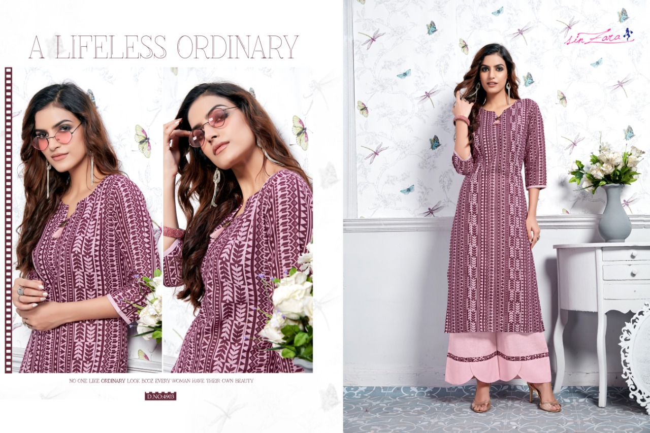 Claire By Sin Zara 4901 To 4908 Series Beautiful Colorful Stylish Fancy Casual Wear & Ethnic Wear & Ready To Wear Pure Cotton Linen Printed Kurtis With Bottom At Wholesale Price