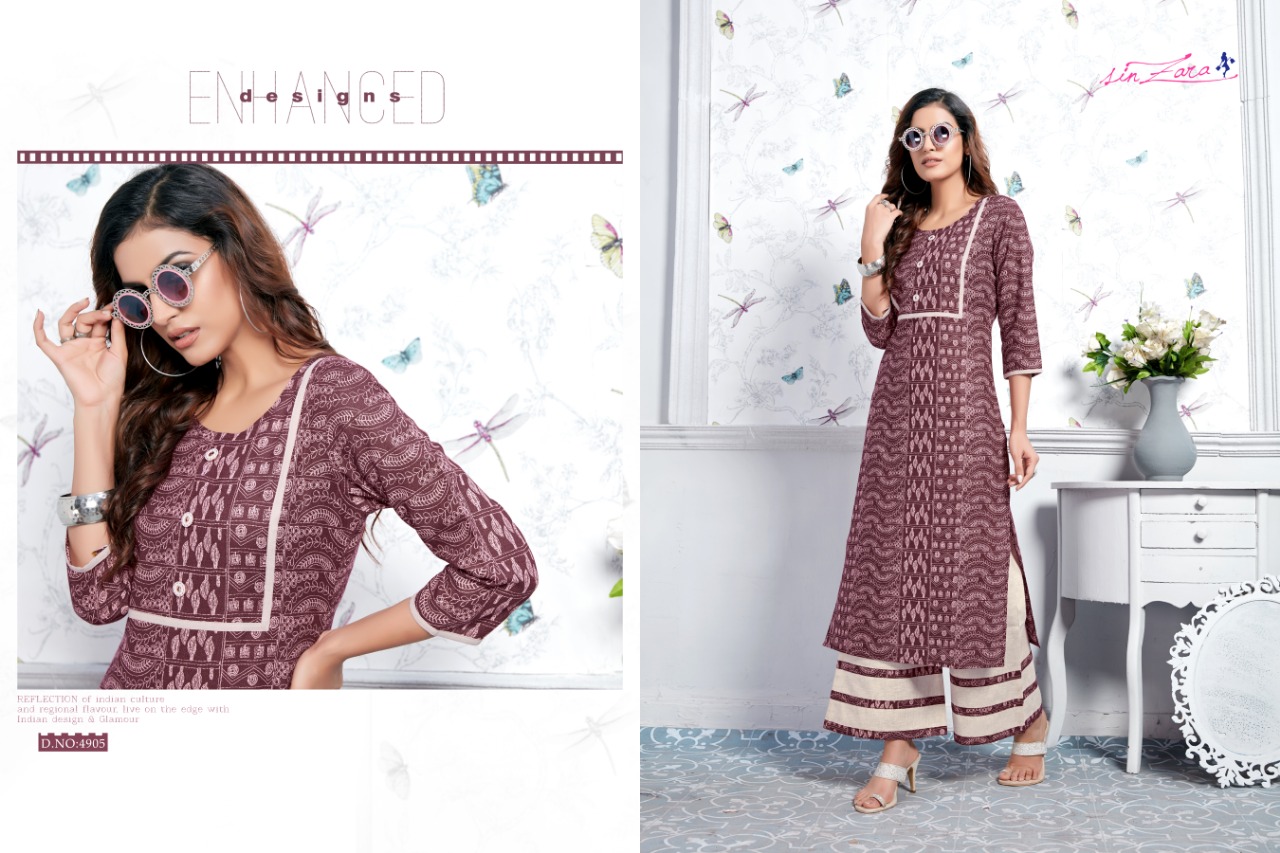 Claire By Sin Zara 4901 To 4908 Series Beautiful Colorful Stylish Fancy Casual Wear & Ethnic Wear & Ready To Wear Pure Cotton Linen Printed Kurtis With Bottom At Wholesale Price