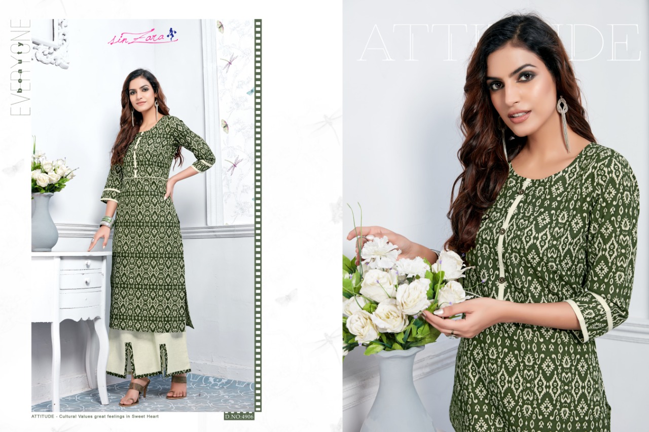 Claire By Sin Zara 4901 To 4908 Series Beautiful Colorful Stylish Fancy Casual Wear & Ethnic Wear & Ready To Wear Pure Cotton Linen Printed Kurtis With Bottom At Wholesale Price