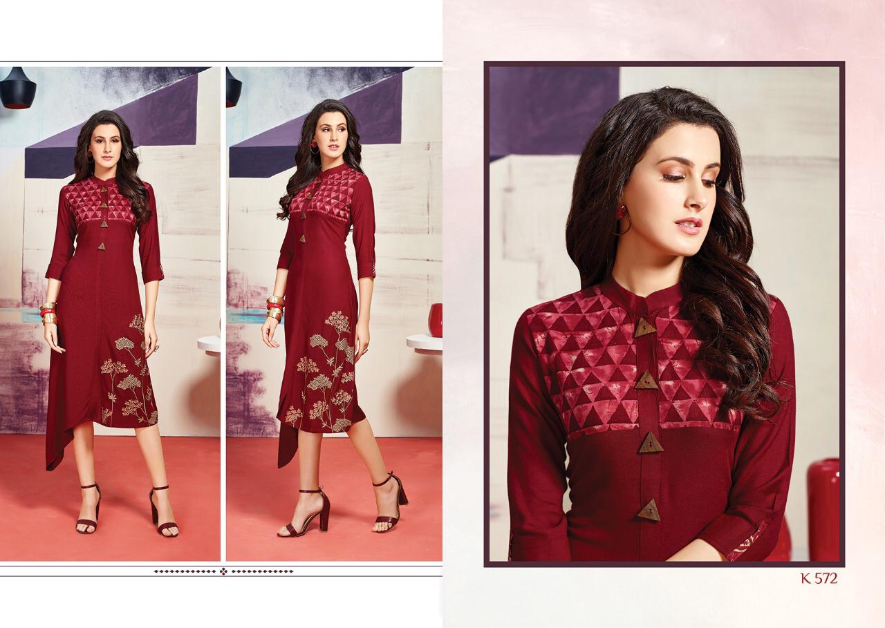 Cloud Vol-10 By Eternal Fashion 572 To 579 Series Beautiful Stylish Fancy Colorful Casual Wear & Ethnic Wear & Ready To Wear Heavy Rayon Print With Embroidery Kurtis At Wholesale Price