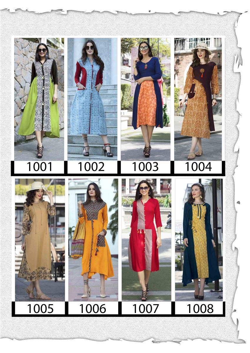 Cocos By Riaa Lifestyle 1001 To 1008 Series Designer Stylish Fancy Beautiful Stylish Colorful Party Wear & Ethnic Wear Rayon & Cotton Printed Kurtis At Wholesale Price
