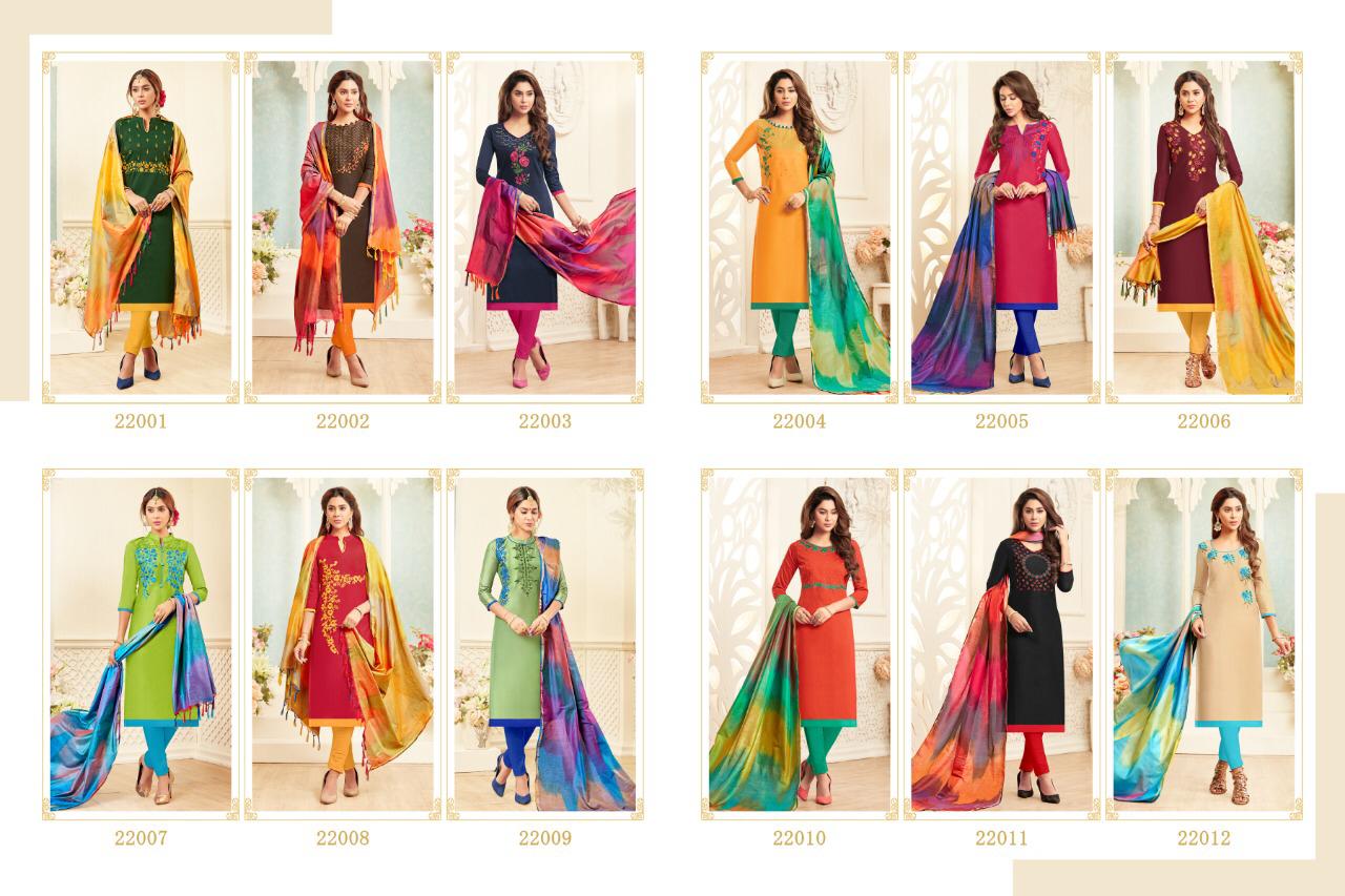 Colourful Vol-2 By Raghav Royal 22001 To 22012 Beautiful Suits Colorful Stylish Fancy Casual Wear & Ethnic Wear Soft Cotton Embroidery Dresses At Wholesale Price