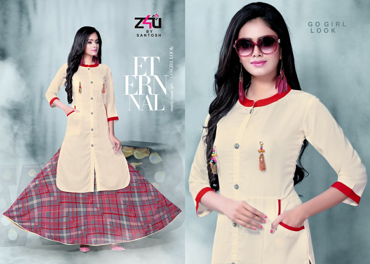 Coming Soon By Z4u 01 To 10 Series Beautiful Colorful Stylish Fancy Casual Wear & Ethnic Wear & Ready To Wear Heavy Rayon Printed Kurtis With Skirt At Wholesale Price