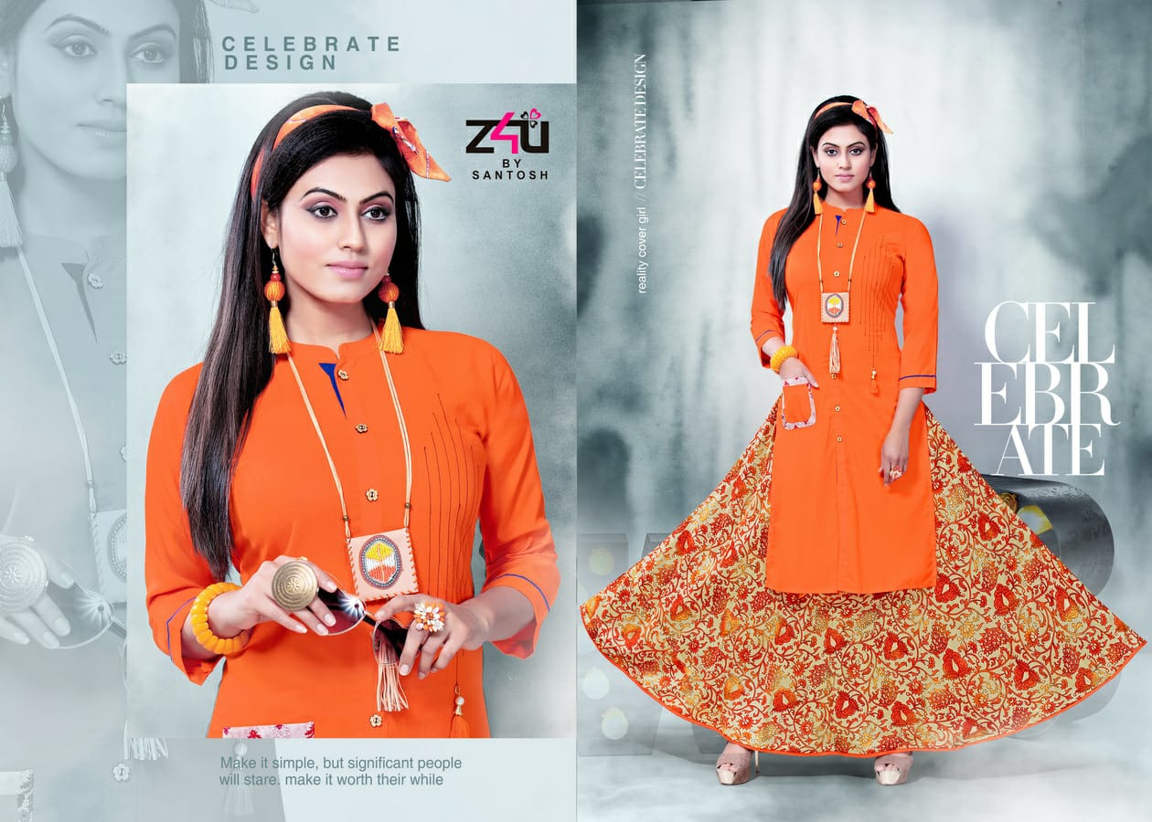 Coming Soon By Z4u 01 To 10 Series Beautiful Colorful Stylish Fancy Casual Wear & Ethnic Wear & Ready To Wear Heavy Rayon Printed Kurtis With Skirt At Wholesale Price