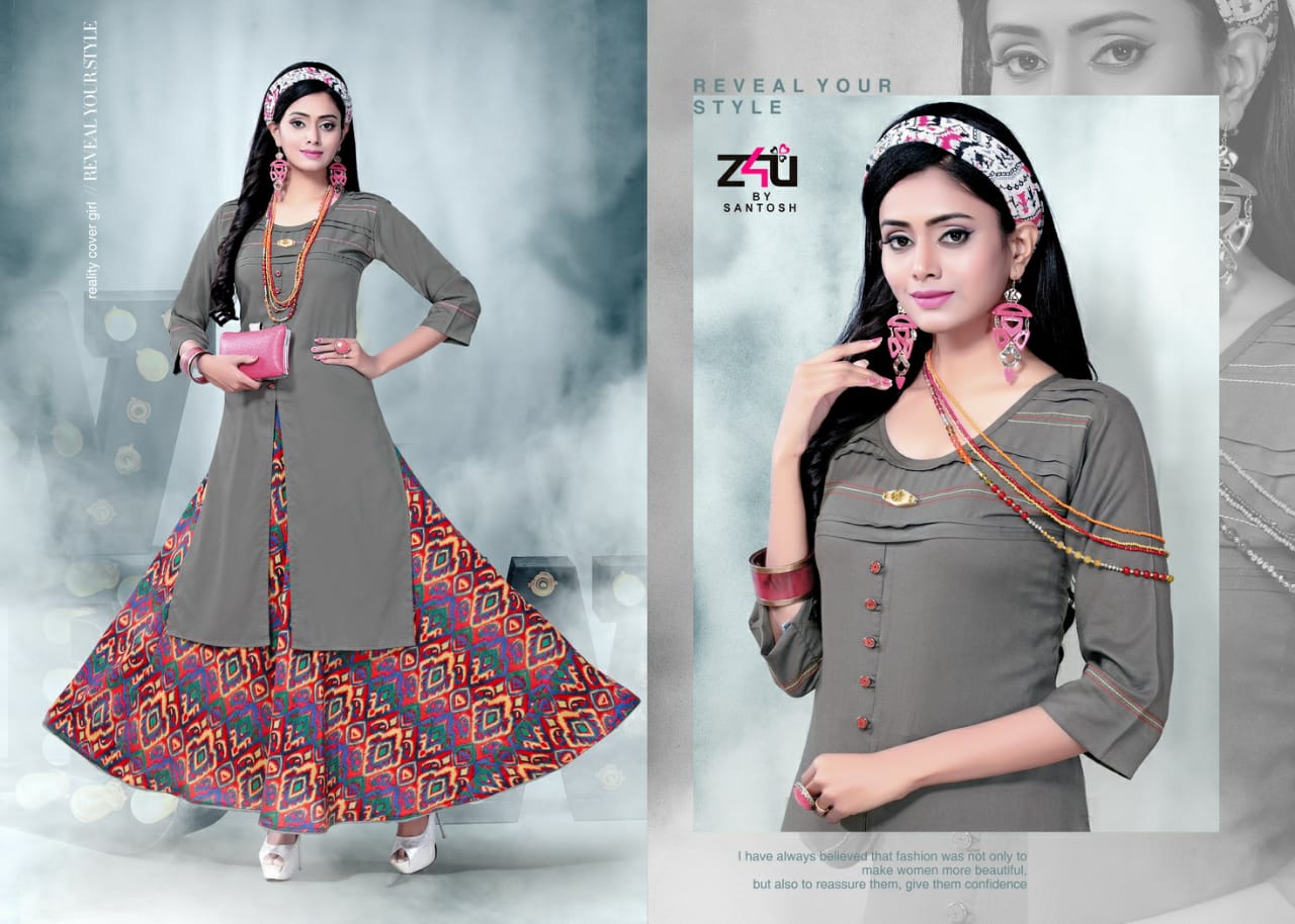 Coming Soon By Z4u 01 To 10 Series Beautiful Colorful Stylish Fancy Casual Wear & Ethnic Wear & Ready To Wear Heavy Rayon Printed Kurtis With Skirt At Wholesale Price