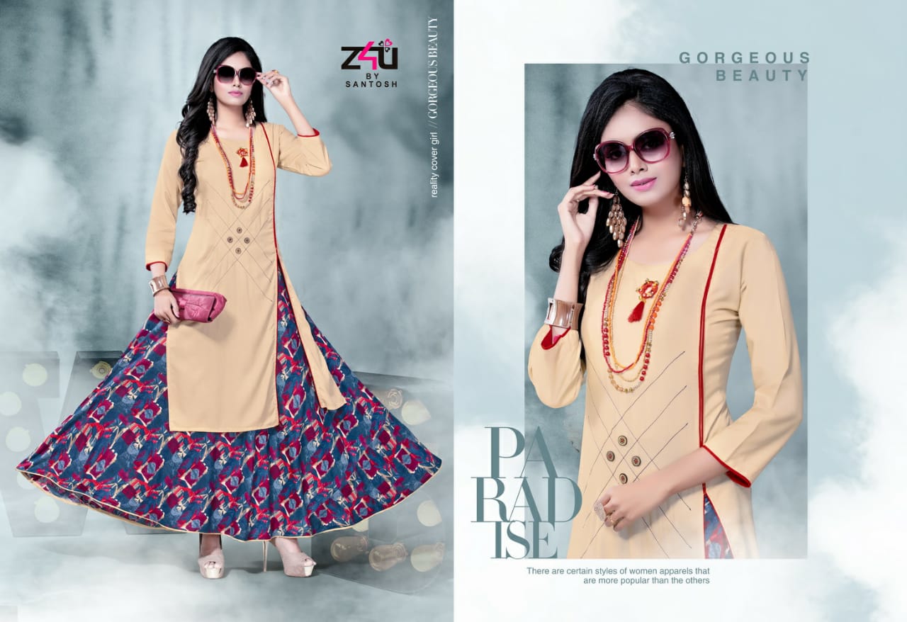 Coming Soon By Z4u 01 To 10 Series Beautiful Colorful Stylish Fancy Casual Wear & Ethnic Wear & Ready To Wear Heavy Rayon Printed Kurtis With Skirt At Wholesale Price