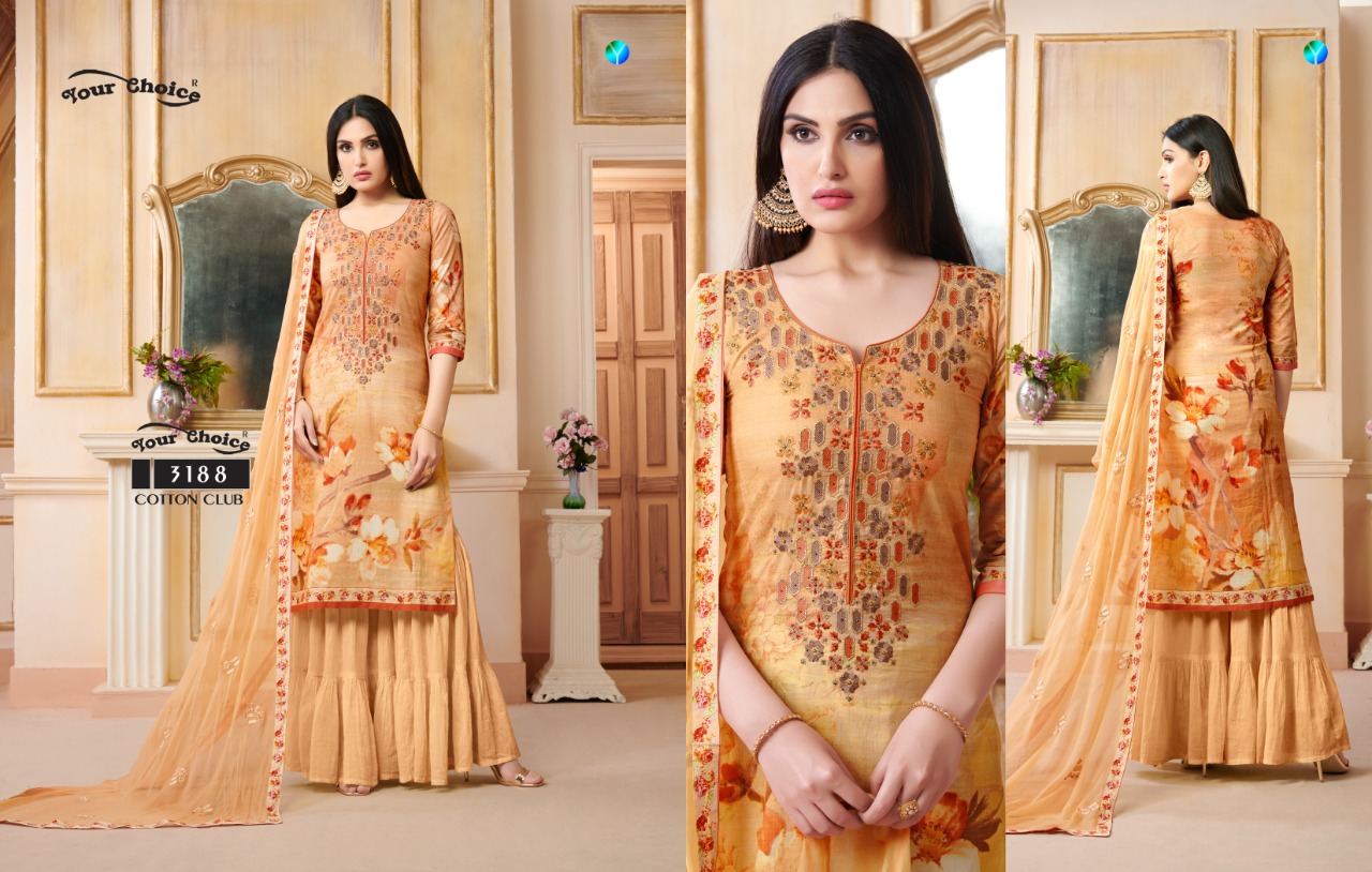 Cotton Club By Your Choice 3186 To 3189 Series Designer Sarara Suits Collection Beautiful Stylish Fancy Colorful Party Wear & Occasional Wear Jam Silk Digital Print Dresses At Wholesale Price