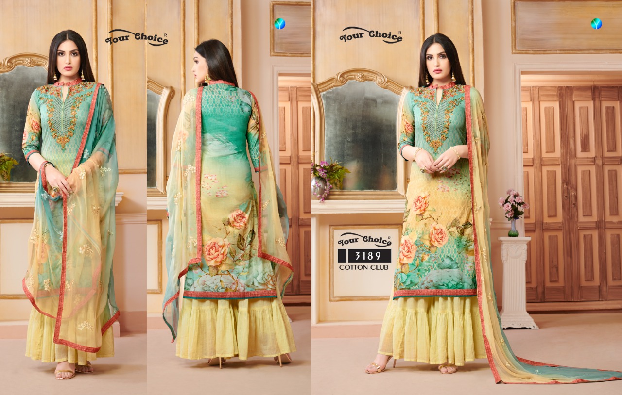 Cotton Club By Your Choice 3186 To 3189 Series Designer Sarara Suits Collection Beautiful Stylish Fancy Colorful Party Wear & Occasional Wear Jam Silk Digital Print Dresses At Wholesale Price