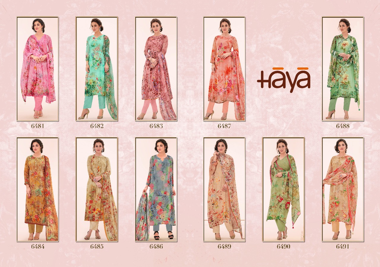 Crayon By Haya 6481 To 6491 Series Beautiful Suits Stylish Fancy Colorful Casual Wear & Ethnic Wear Pure Georgette Hand Work Dresses At Wholesale Price