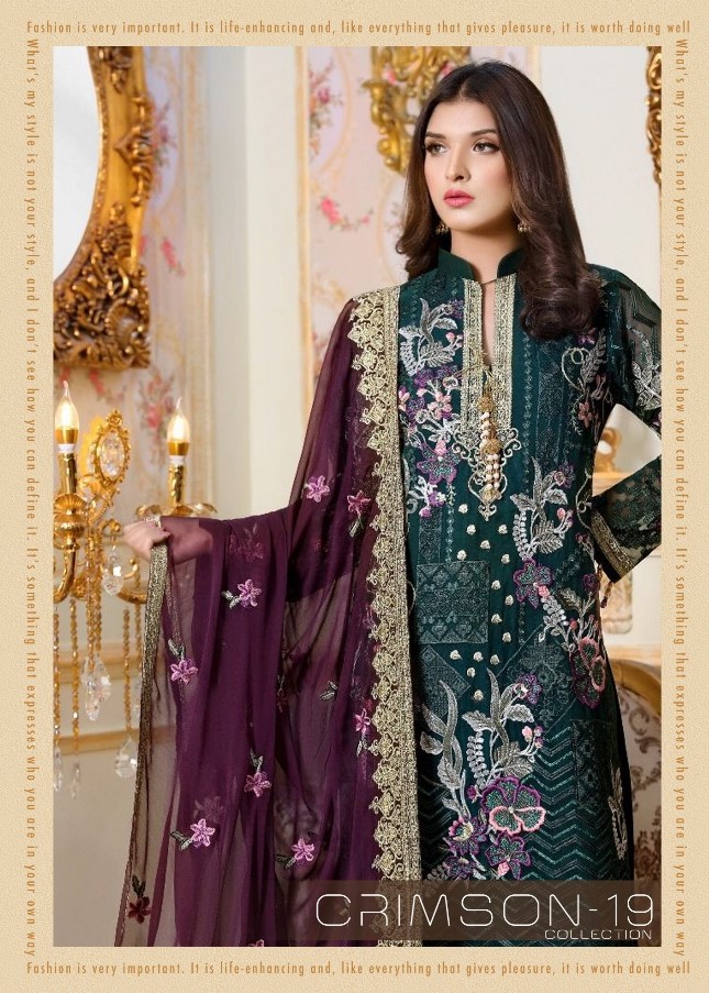 Crimson-19 By Kaara Suits 501-101 To 501-106 Series Designer Pakistani Suits Beautiful Stylish Fancy Colorful Party Wear & Ethnic Wear Faux Georgette/net With Heavy Embroidery Dresses At Wholesale Price