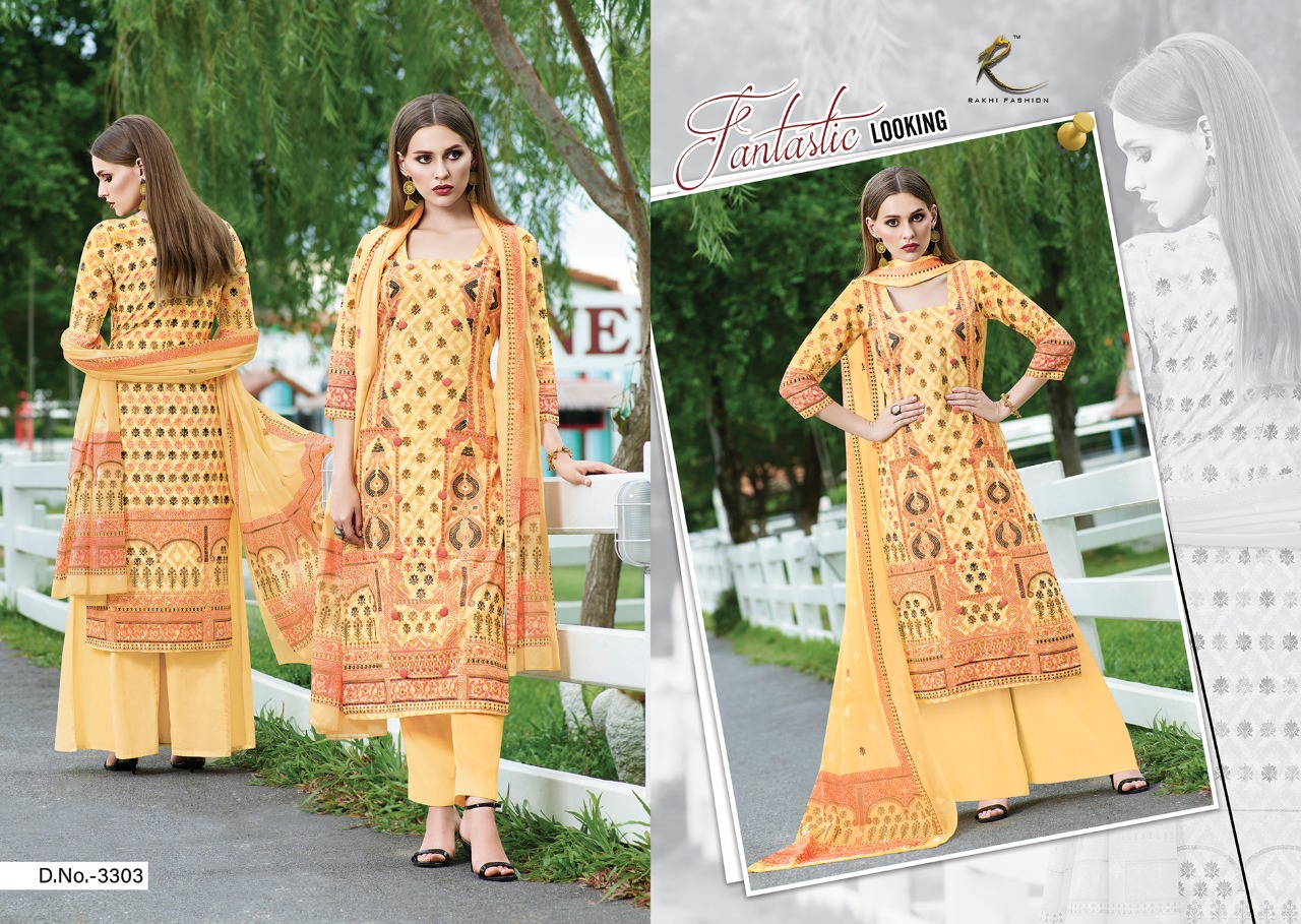 Crystal Brasso By Rakhi Fashion 3301 To 3305 Series Beautiful Suits Designer Colorful Stylish Fancy Party Wear & Ethnic Wear Collection Brasso Embroidered Dresses At Wholesale Price