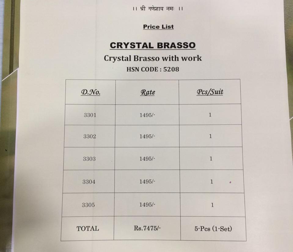Crystal Brasso By Rakhi Fashion 3301 To 3305 Series Beautiful Suits Designer Colorful Stylish Fancy Party Wear & Ethnic Wear Collection Brasso Embroidered Dresses At Wholesale Price