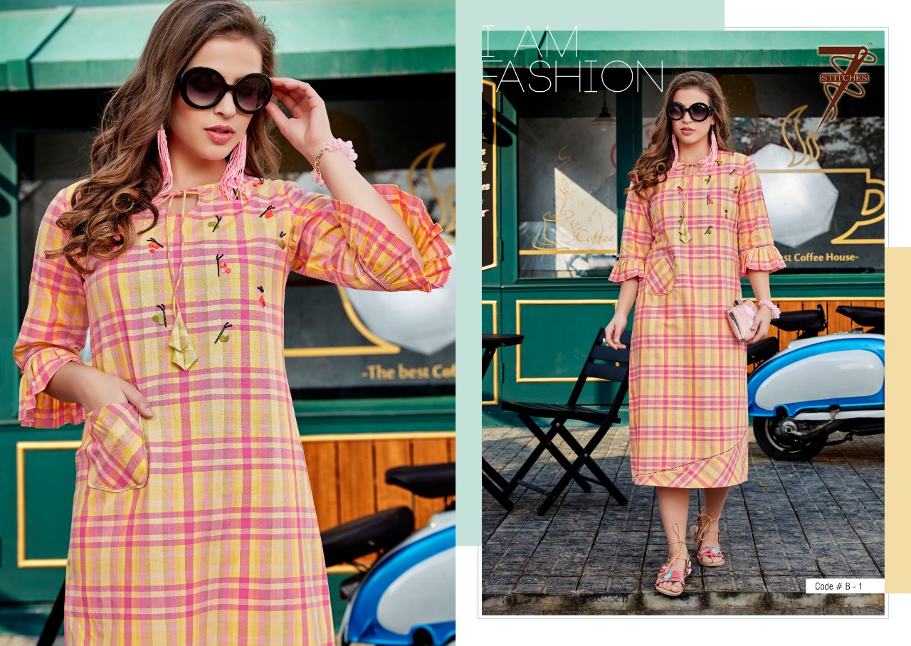 Daizy By 7 Stitches 1 To 6 Series Beautiful Colorful Stylish Fancy Casual Wear & Ethnic Wear & Ready To Wear Pure Cotton Weaving Kurtis At Wholesale Price