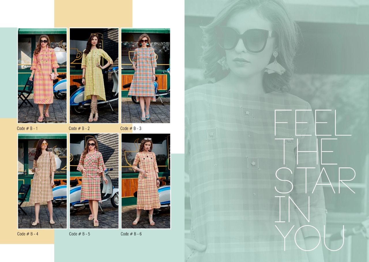 Daizy By 7 Stitches 1 To 6 Series Beautiful Colorful Stylish Fancy Casual Wear & Ethnic Wear & Ready To Wear Pure Cotton Weaving Kurtis At Wholesale Price