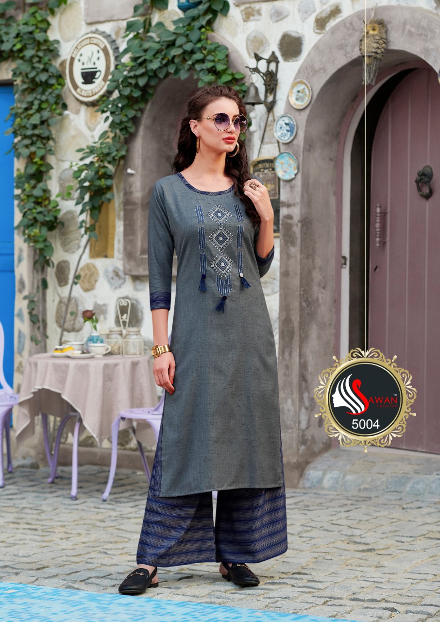 Dani Vol-5 By Sawan Creation 5001 To 5008 Series Stylish Fancy Beautiful Colorful Casual Wear & Ethnic Wear Rayon / Milange With Embroidery Kurtis At Wholesale Price