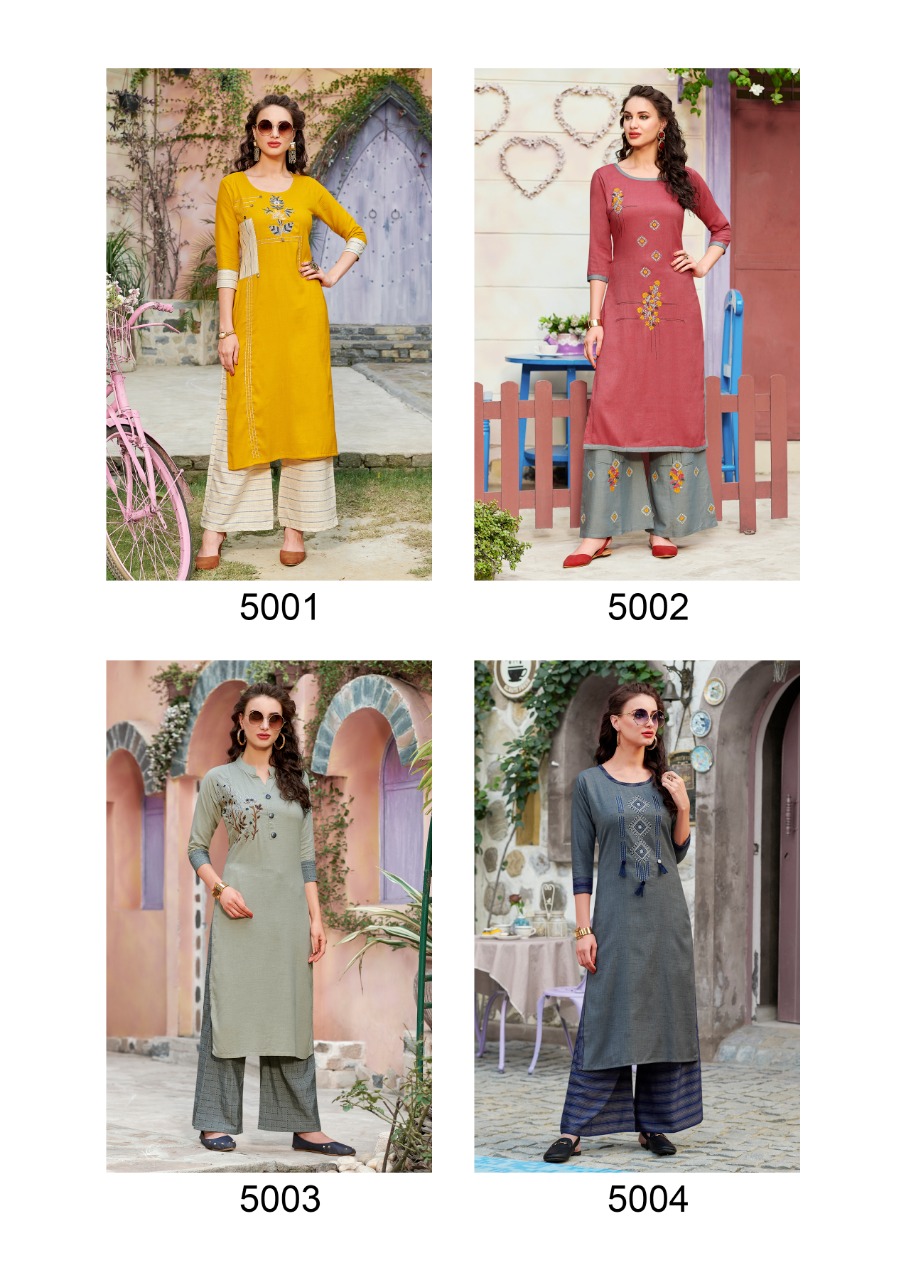 Dani Vol-5 By Sawan Creation 5001 To 5008 Series Stylish Fancy Beautiful Colorful Casual Wear & Ethnic Wear Rayon / Milange With Embroidery Kurtis At Wholesale Price
