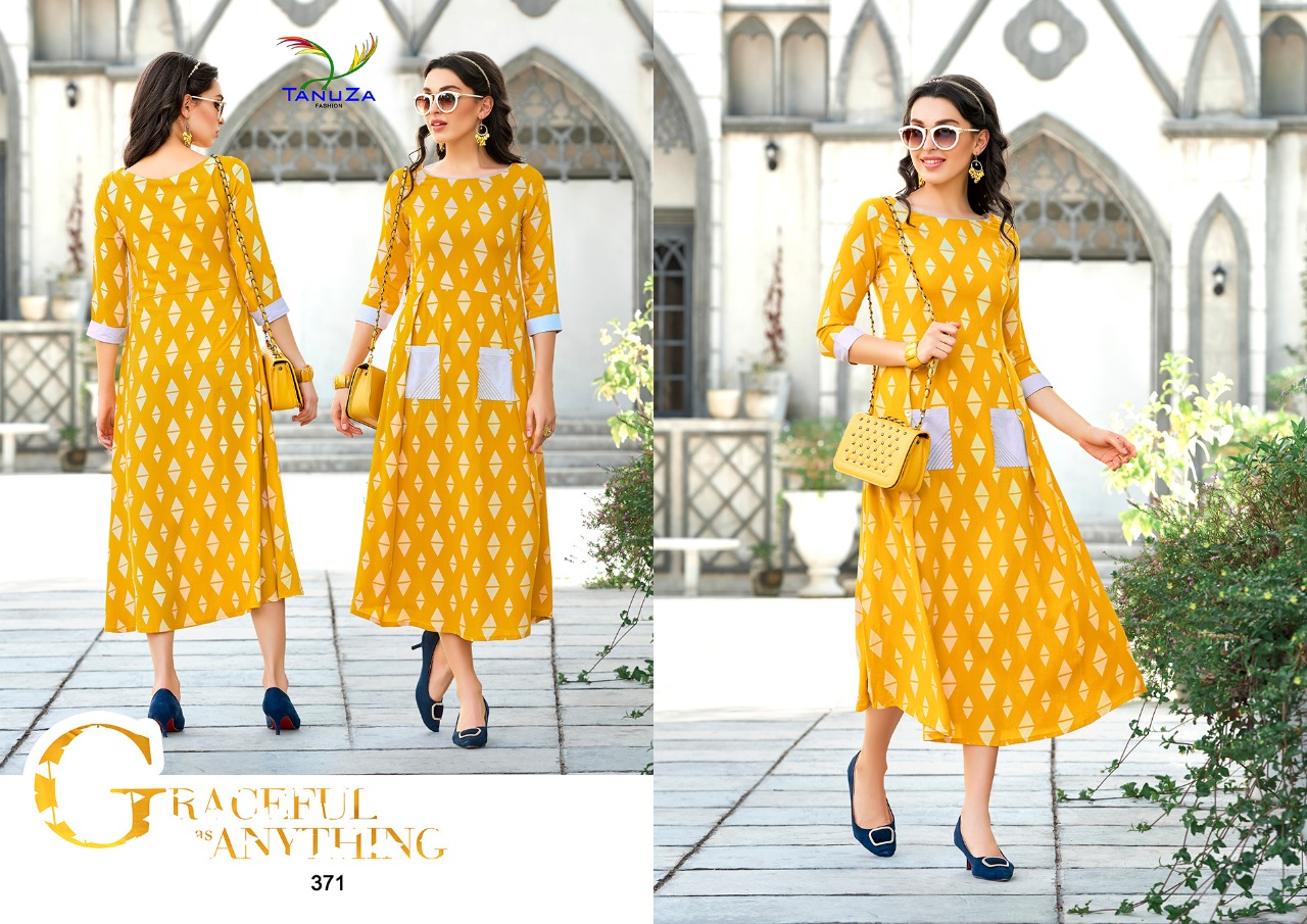 Darcy By Tanuza Fashion 366 To 376 Series Beautiful Colorful Stylish Fancy Casual Wear & Ethnic Wear & Ready To Wear Heavy Rayon Printed Kurtis At Wholesale Price