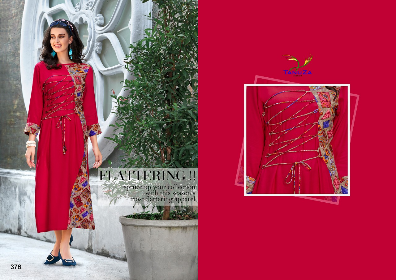 Darcy By Tanuza Fashion 366 To 376 Series Beautiful Colorful Stylish Fancy Casual Wear & Ethnic Wear & Ready To Wear Heavy Rayon Printed Kurtis At Wholesale Price
