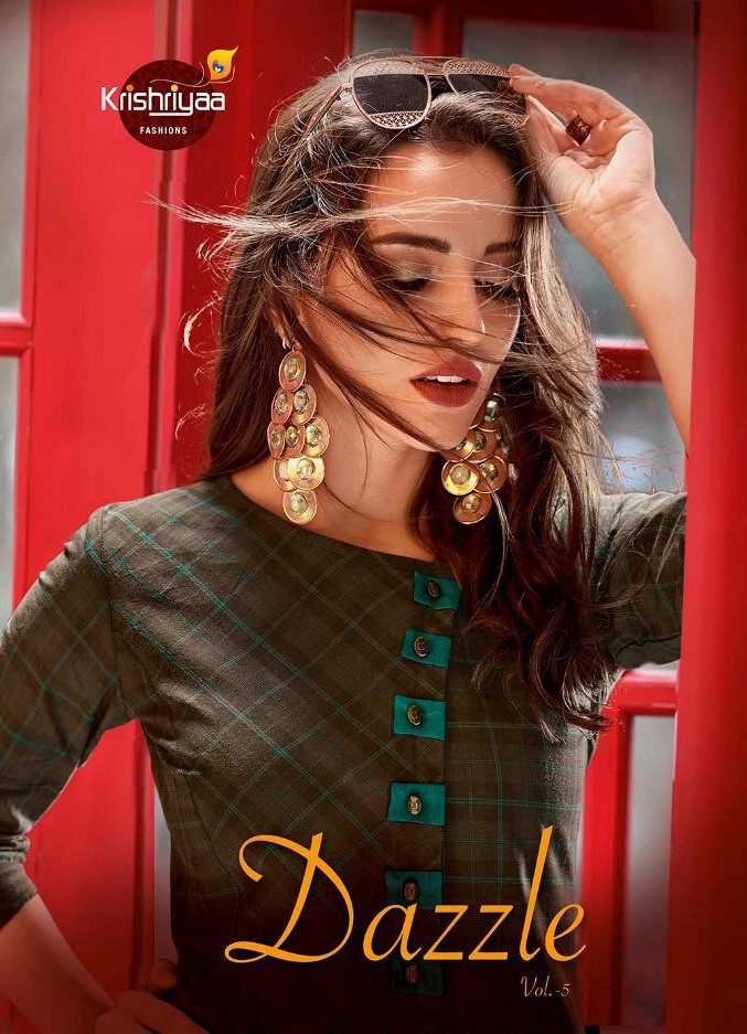 Dazzle Vol-5 By Krishriyaa 1001 To 1005 Series Designer Beautiful Stylish Fancy Colorful Party Wear & Ethnic Wear Dyed Cotton Kurtis With Bottom At Wholesale Price