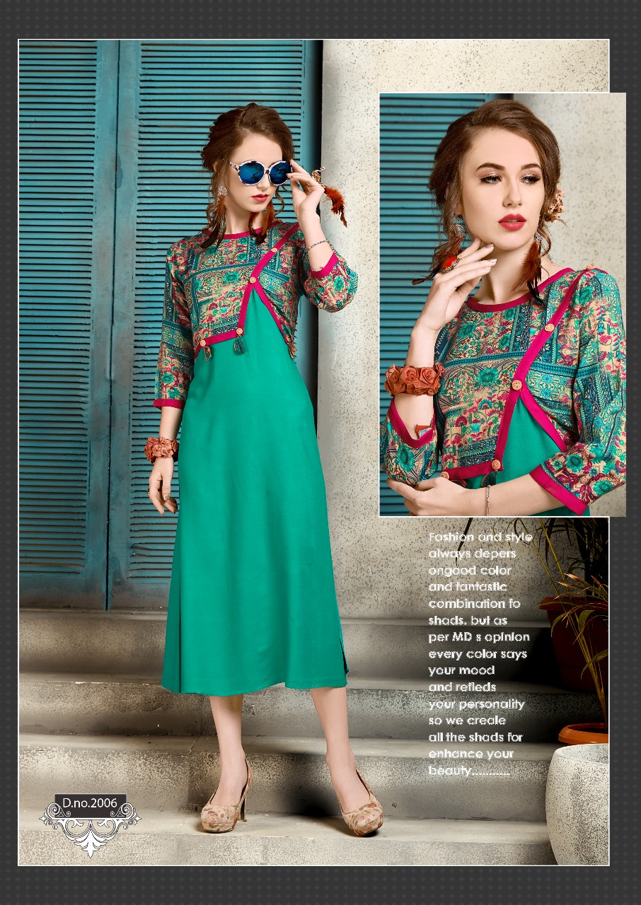 Deep Vol-2 By Lazo 2001 To 2008 Series Beautiful Colorful Stylish Fancy Casual Wear & Ethnic Wear & Ready To Wear Rayon Printed Kurtis At Wholesale Price