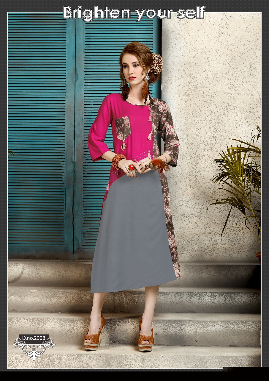 Deep Vol-2 By Lazo 2001 To 2008 Series Beautiful Colorful Stylish Fancy Casual Wear & Ethnic Wear & Ready To Wear Rayon Printed Kurtis At Wholesale Price