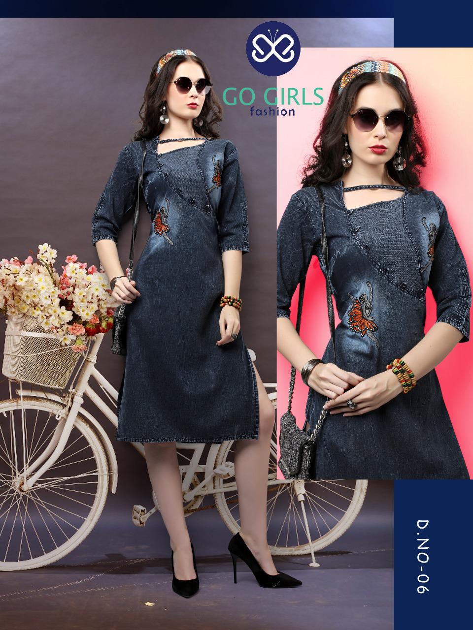 Denim Girl By Go Girls Fashion 01 To 06 Series Beautiful Colorful Stylish Fancy Casual Wear & Ethnic Wear & Ready To Wear Denim Kurtis At Wholesale Price
