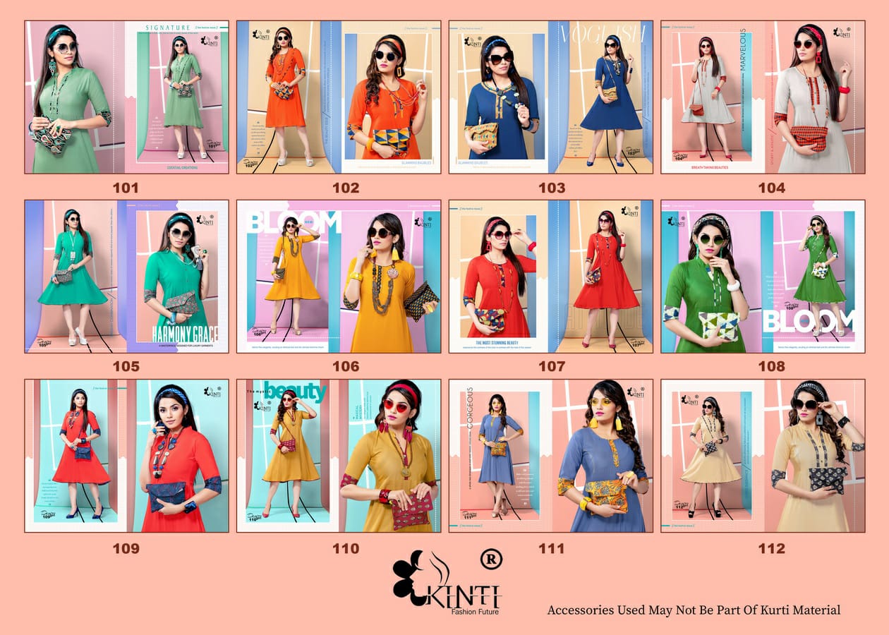 Desi Girl Vol-1 By Kinti 101 To 112 Series Indian Traditional Wear Collection Beautiful Stylish Fancy Colorful Party Wear & Occasional Wear Rayon Print Kurtis With Purse At Wholesale Price