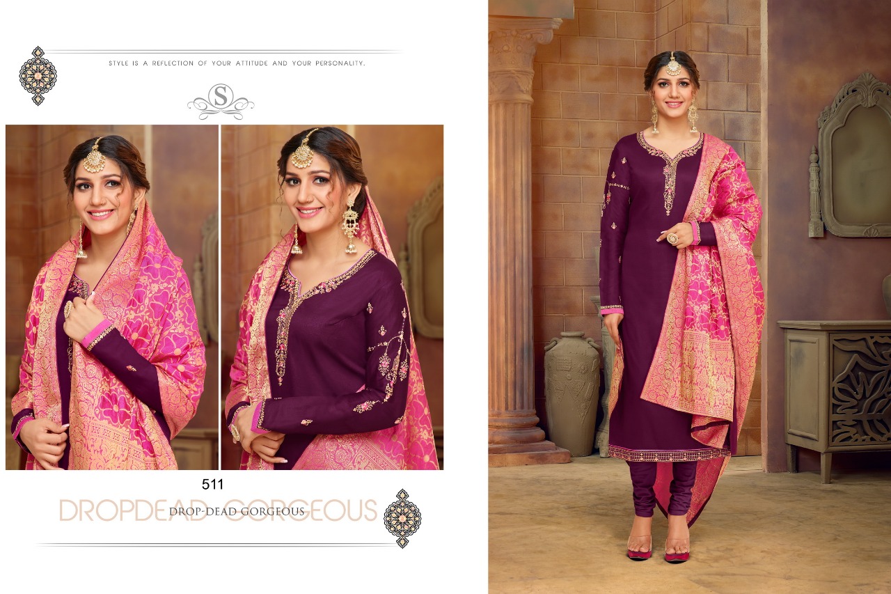 Desi Queen By Smaira Fashion 504 To 512 Series Designer Suits Beautiful Stylish Fancy Colorful Party Wear & Ethnic Wear Pure Cotton Silk With Work Dresses At Wholesale Price