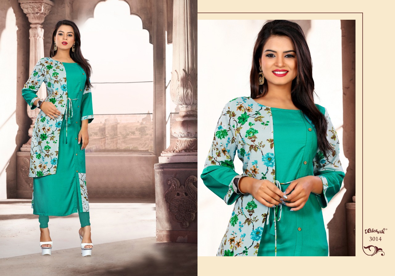 Desiring Trends By Vaishali Fashion 3011 To 3015 Series Beautiful Stylish Fancy Colorful Casual Wear & Ethnic Wear Rayon Printed Kurtis At Wholesale Price
