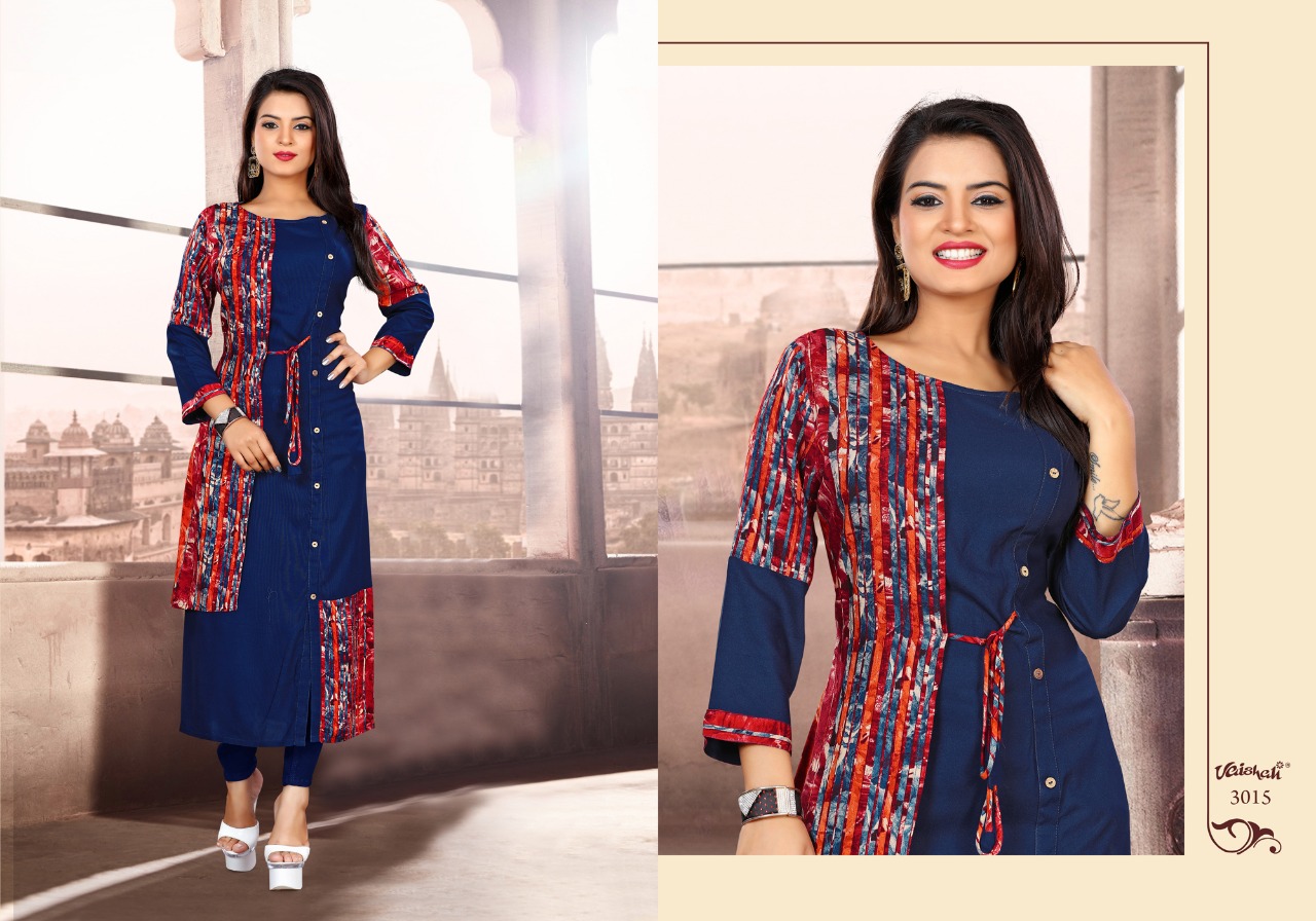 Desiring Trends By Vaishali Fashion 3011 To 3015 Series Beautiful Stylish Fancy Colorful Casual Wear & Ethnic Wear Rayon Printed Kurtis At Wholesale Price
