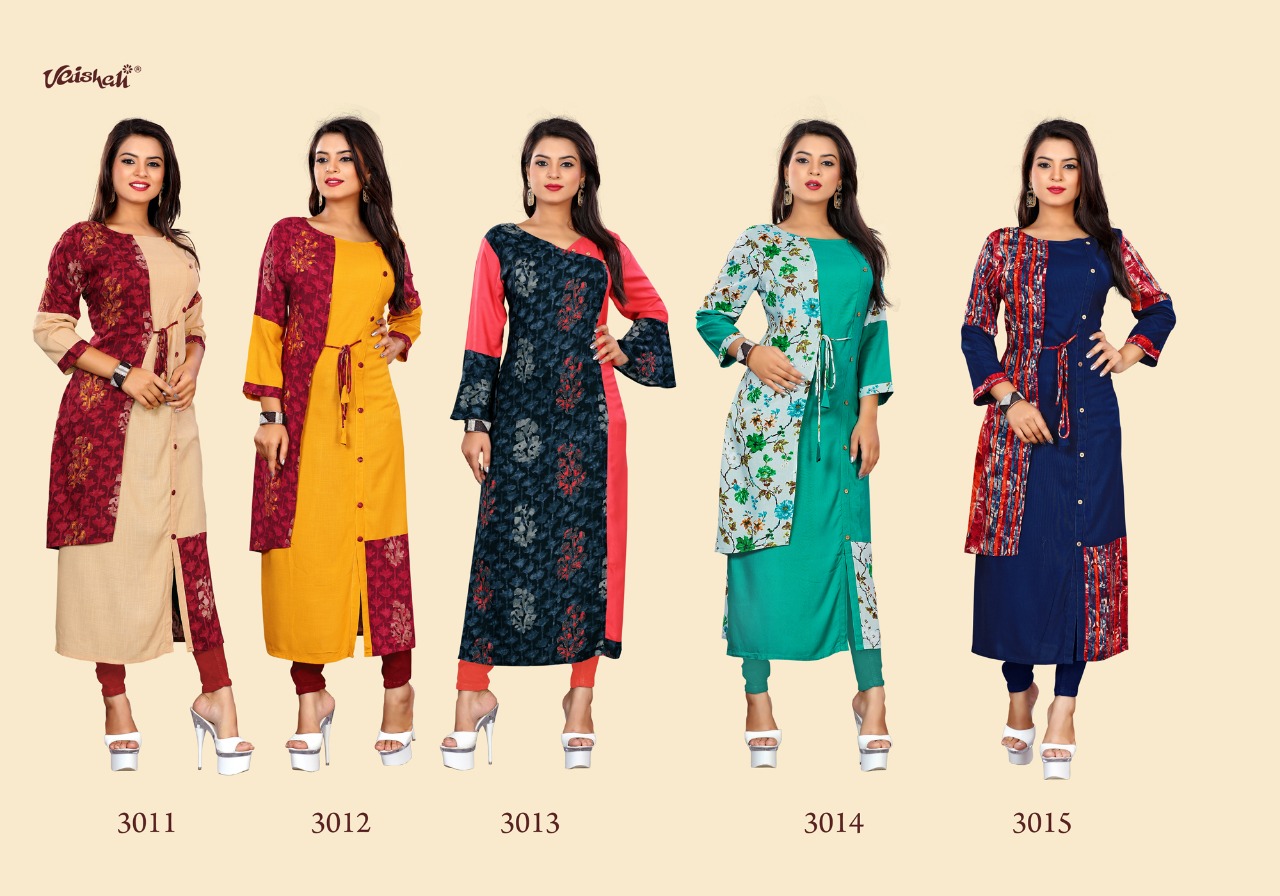Desiring Trends By Vaishali Fashion 3011 To 3015 Series Beautiful Stylish Fancy Colorful Casual Wear & Ethnic Wear Rayon Printed Kurtis At Wholesale Price